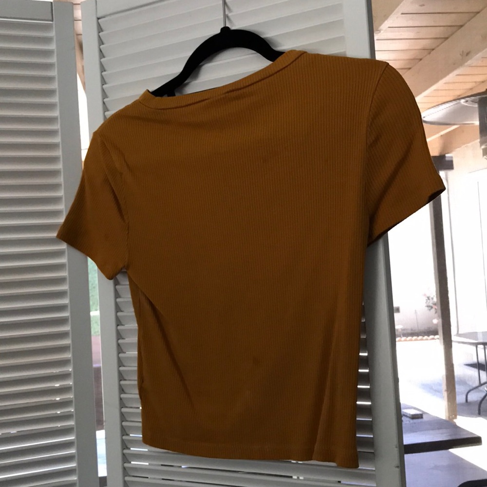 💫 Cute Plain Yellow Ribbed Top - Picture 5 of 5